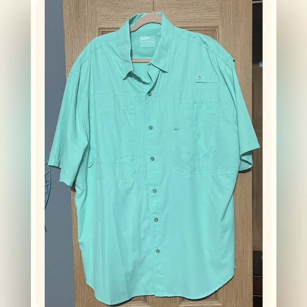 Reel Legends Breathable Men’s Button Down Front Shirt Size XL Seafoam Green